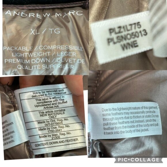 Andrew Marc burgundy red quilted packable compressible goose down hood coat XL - Picture 12 of 14